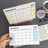 Amerikan Standardı 2026 Masa Takvimi(Pazar Günü Başlangıç),Ahşap Şövale Takvim, Aylık Planlamalı Takvim, Pastel Renkler, thumbnail 1