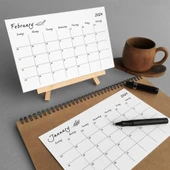 Amerikan Standardı Çiçekli 2026 Masa Takvimi (Pazar Günü Başlangıç),Ahşap Şövale Takvim, Aylık Planlamalı Takvim, Yapıla - 3