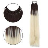 Lastik Tokalı At Kuyruğu Düz - Kumral / Platin Ombre - 1