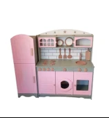 Boyalı 3 Kapaklı Oyuncak Buzdolabı Mutfak Seti - 1