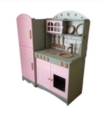 Boyalı 2 Kapaklı Oyuncak Buzdolabı Mutfak Seti - 2