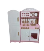 Boyalı Oyuncak Çift Kapaklı Buzdolabı Mutfak Seti - 1