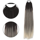 Lastik Tokalı At Kuyruğu Düz - Kumral / Beyaz Platin Ombre - 1
