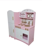 Boyalı Oyuncak Çift Kapaklı Buzdolabı Mutfak Seti - 2