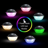 HyMark Bluetooth BT601 Havuz Hoparlörü Renkli RGB Led Işık IP68 Su Geçirmez Dahili Şarjlı Pilli Ses Bombası - 4