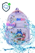 Labubu İlkokul Çantası 3'lü Set 42*30 Cm Beslenme Çantası Kalem Kutusu Ortopedik Su İtici Kumaş - 4