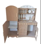 2 Kapaklı, Buzdolaplı Oyuncak Ahşap Mutfak Seti - 3