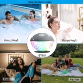 HyMark Bluetooth BT601 Havuz Hoparlörü Renkli RGB Led Işık IP68 Su Geçirmez Dahili Şarjlı Pilli Ses Bombası - 5