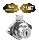 Oval Çekmece Kilidi Anahtarlı Dolap Mobilya Kilidi(OVAL) Krom OVAL - 2 ADET - 1