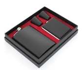 Paslanmaz Çelik 2 Shot Bardak Ve  Tabakalı Matara Seti Alk2670 - 1