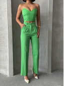 Palazzo pantolonlu alt üst takım yeşil thumbnail 1