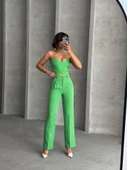 Palazzo pantolonlu alt üst takım yeşil thumbnail 5