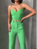 Palazzo pantolonlu alt üst takım yeşil thumbnail 3