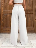 Keten bağcıklı beyaz pantolon thumbnail 3