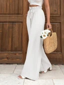 Keten bağcıklı beyaz pantolon thumbnail 2