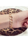 Kadın Gold Lüx Detaylı Çift Zincir Samanyolu Bileklik - 1