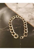 Kadın Gold Lüx Detaylı Çift Zincir Samanyolu Bileklik - 2