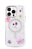 iPhone 15 Pro Flower Magsafe Kapak - Mor thumbnail 1