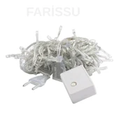 Fişli Peri LED Işık | Gün Işığı Renk | 10 Metre 100 LED Şeffaf Kablo | 8 Modlu Dış Mekan Dekoratif Aydınlatma - 6