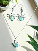Mavi Taşlı Örümcek Kolye Küpe Takım thumbnail 1