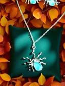 Mavi Taşlı Örümcek Kolye Küpe Takım thumbnail 3