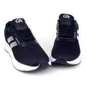 Erkek Siyah Beyaz Bağcıklı Nefes Alan Esnek Hafif Günlük Sneaker Spor Ayakkabı - 3