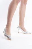 Kadın Scarlet 9 Gümüş Baskılı Cm İnce Topuklu Sivri Burun Stiletto - 2