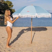 CARAMEL-CIZGILI MAVI SEMSIYE PUSKULLU - 4