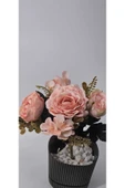 Haki Yapraklı Toz Pembe Renkli Buket Ev Dekor thumbnail 2