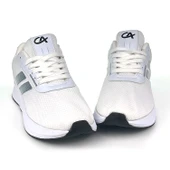 Erkek Beyaz Siyah Bağcıklı Nefes Alan Esnek Hafif Günlük Sneaker Spor Ayakkabı thumbnail 3