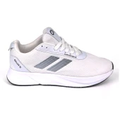 Erkek Beyaz Siyah Bağcıklı Nefes Alan Esnek Hafif Günlük Sneaker Spor Ayakkabı thumbnail 1