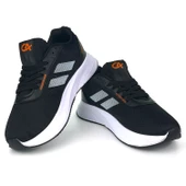 Erkek Siyah Oranj Bağcıklı Nefes Alan Esnek Hafif Günlük Sneaker Spor Ayakkabı thumbnail 4