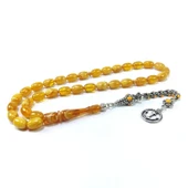 Sarı Hareli Kapsül Model Sıkma Kehribar Tesbih thumbnail 1