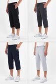 Erkek 4'Lü Cepleri Fermuarlı Bermuda Diz Altı Kapri Lastikli Uzun Şort thumbnail 1