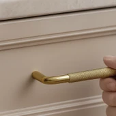 Tırtıklı Altın Gold Metal Kulp 128 mm 12.8 cm Mobilya Çekmece Dolap Dolabı Modern Kapak Kulpları thumbnail 4