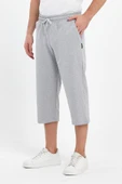 Erkek Yanları Cepli Gri Bermuda Diz Altı Kapri Beli Ayarlanabilir Lastikli Uzun Şort thumbnail 1