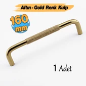 Tırtıklı Altın Gold Metal Kulp 160 mm 16 cm Mobilya Çekmece Dolap Dolabı Modern Kapak Kulpları thumbnail 1
