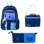 Muggle 3 Bölmeli Deep Blue Okul Sırt Çantası + Beslenme Çantası + Kalemlik thumbnail 1