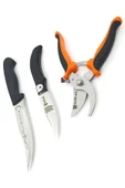Sürlaz 3'lü Bahçe ve Av Seti Budama Makası Katlanır Av Bıçağı Sabit Av Bıçağı Paslanmaz Çelik, Ergonomik Sap, Kamp ve Bahçe Kullanımı İçin - 1