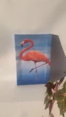 Deniz Kenarıda Flamingo Natürel Tasarım Ahşap Çerçeve Ev İşyeri Ofis Duvar Kanvas Tablo ANML3 thumbnail 4