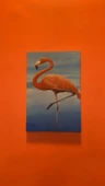 Deniz Kenarıda Flamingo Natürel Tasarım Ahşap Çerçeve Ev İşyeri Ofis Duvar Kanvas Tablo ANML3 thumbnail 3