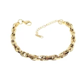 Altın Kaplama İç İçe Geçmeli Zincir Halat Unisex Çelik Bileklik thumbnail 2