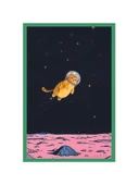 Sevimli Kedi Çizimli Kartpostallar ve Hediye Not Kartları  Astronot Kedi Uzay Macerası 10 x 15 cm thumbnail 1