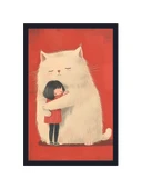 Sevimli Kedi Tasarımlı Dekoratif Hediye Not Kartları & Karpostallar  En Güzel Sarılma 10x15 Cm - 1