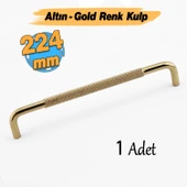 Tırtıklı Altın Gold Metal Kulp 224 mm 22.4 cm Mobilya Çekmece Dolap Dolabı Modern Kapak Kulpları thumbnail 1