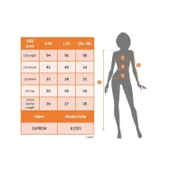 Lucky Life Kadın Kısa Kollu Yuvarlak Yaka Beli Kuşaklı Geometrik Desenli Süprem Elbise - 4