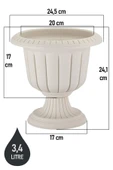 2 Adet Nergis Saksı 3,4 Litre Plastik Ayaklı Çiçek Saksısı Salon Saksı Set - 2