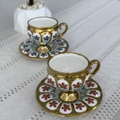Oscar 2 Kişilik Kahve Fincan Takımı - 90 ml SCT-06177/8 (Pembe-Mavi) - 2