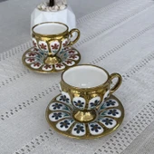 Oscar 2 Kişilik Kahve Fincan Takımı - 90 ml SCT-06177/8 (Pembe-Mavi) - 1