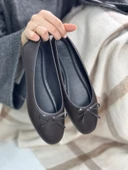 Günlük Kadın Babet Oval Burunlu Fiyonklu Rahat Kalıp Tırtıklı Taban Balerin Ayakkabı 112 - 8